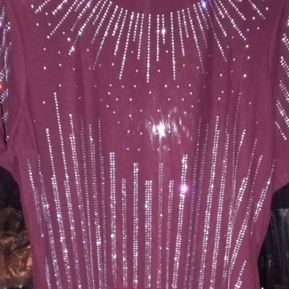 Burgundy Top with Silver Embellishments
